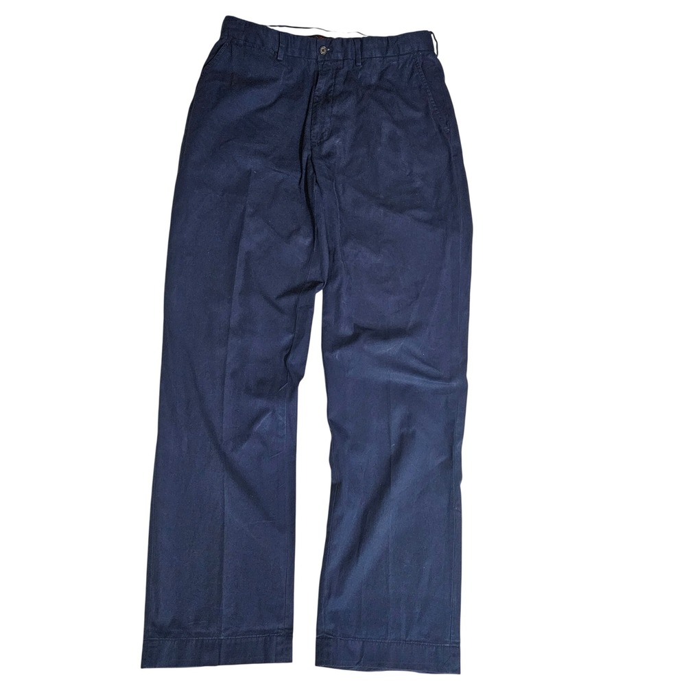 Polo Golf Ralph Lauren Mens Navy Blue Chino Pants 34x34 Flat Front Cotton 34x30